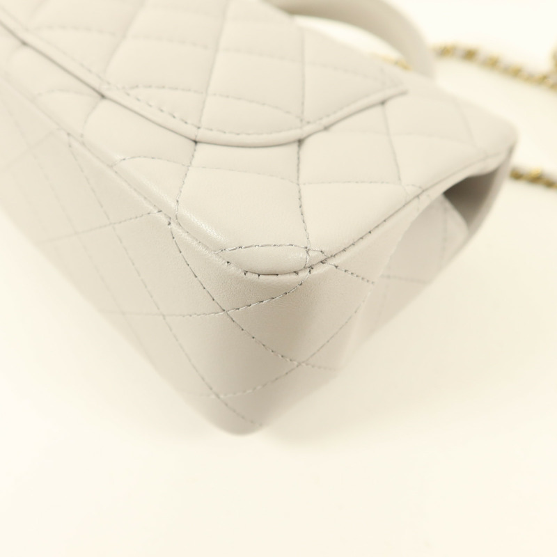 CHANEL 羊皮皮革Classic With Top Handle金扣手挽肩背兩用袋-14