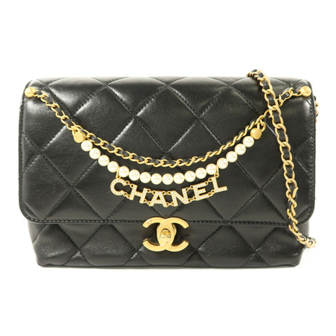 CHANEL 羊皮皮革Chain Shoulder Bag金扣鏈帶肩背袋