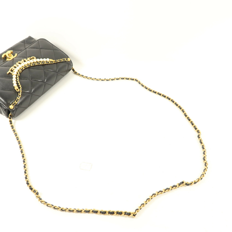 CHANEL 羊皮皮革Chain Shoulder Bag金扣鏈帶肩背袋-7