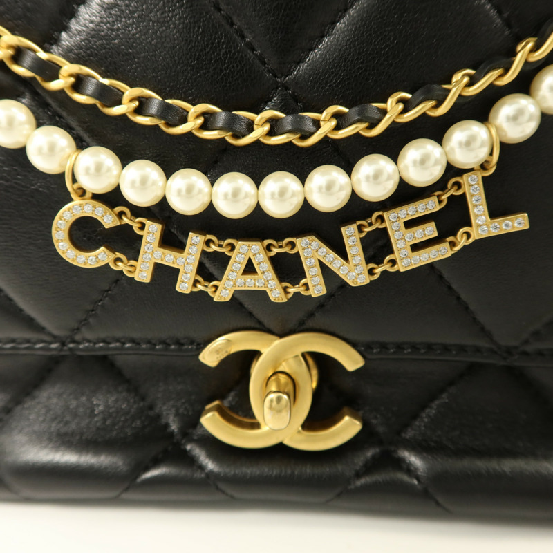 CHANEL 羊皮皮革Chain Shoulder Bag金扣鏈帶肩背袋-10