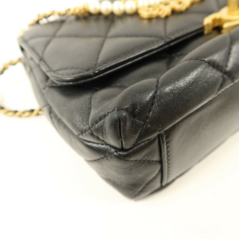 CHANEL 羊皮皮革Chain Shoulder Bag金扣鏈帶肩背袋-13