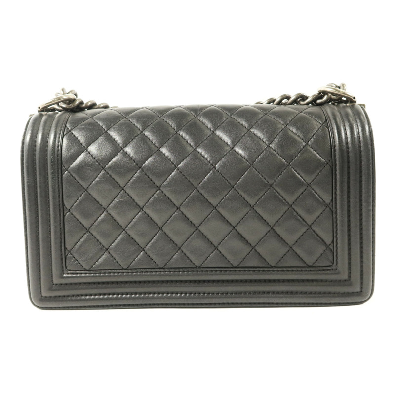 CHANEL 羊皮皮革Boy 25銀扣鏈帶肩背袋-1