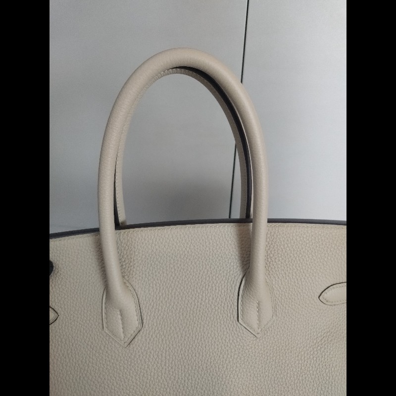 Hermes 金釦淺灰皮革柏金35 birkin-7