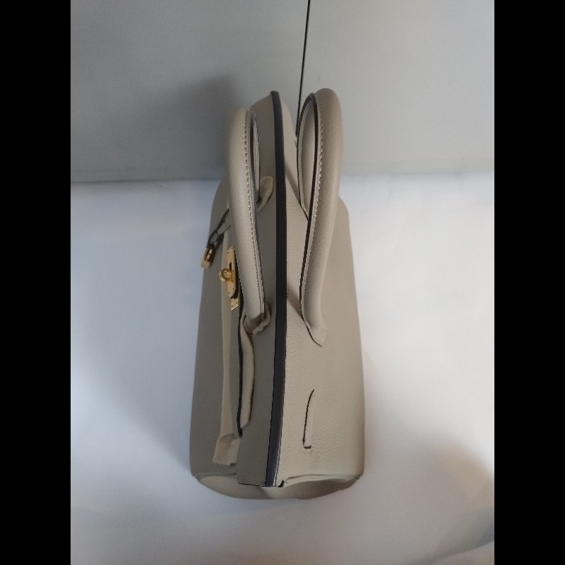 Hermes 金釦淺灰皮革柏金35 birkin-8