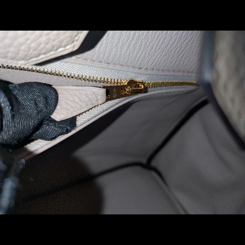 Hermes 金釦淺灰皮革柏金35 birkin-19