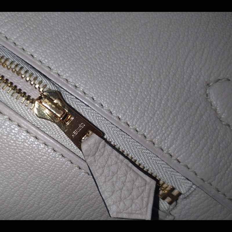Hermes 金釦淺灰皮革柏金35 birkin-20