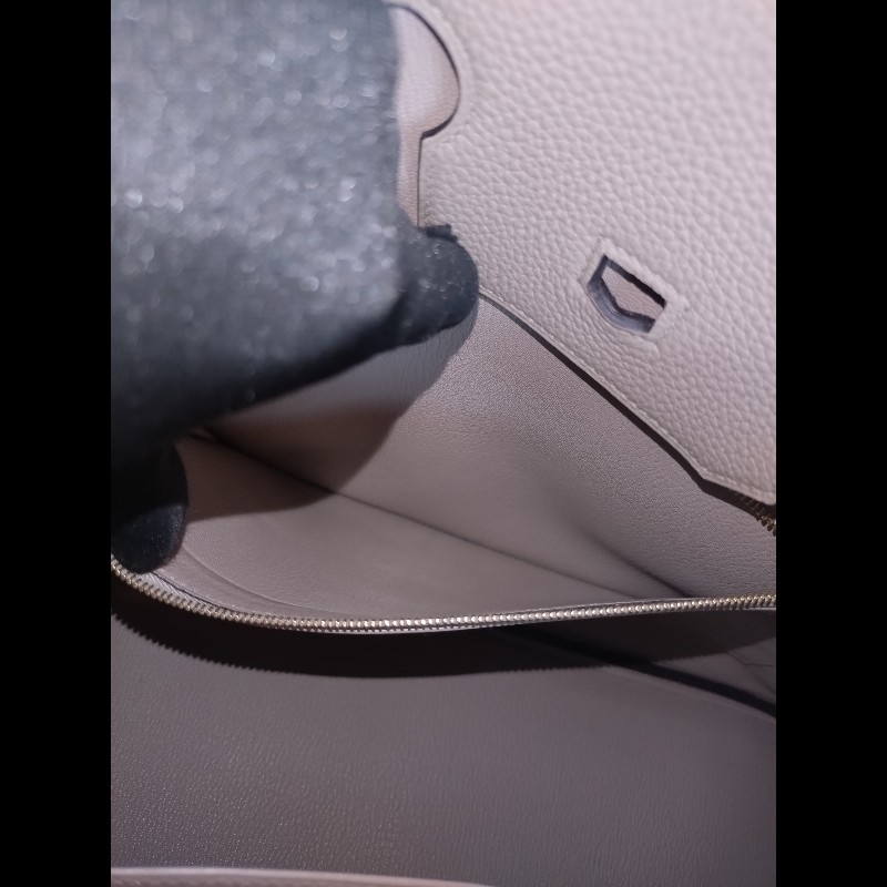 Hermes 金釦淺灰皮革柏金35 birkin-24