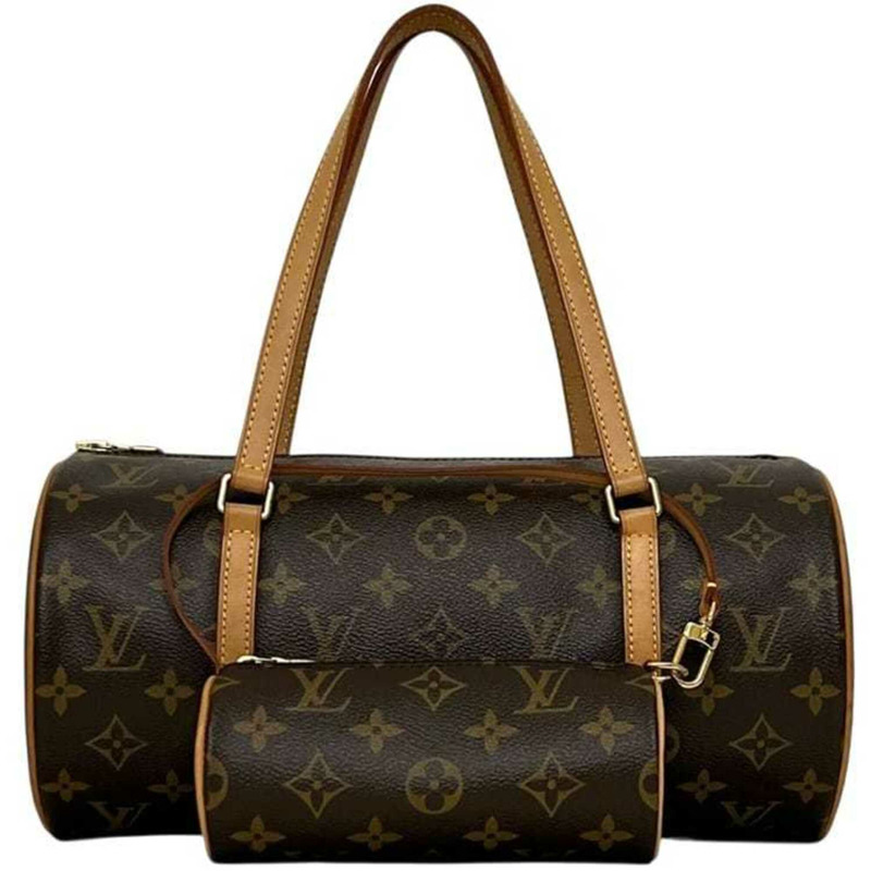 Louis Vuitton Papillon 30 手提包，F-25313，棕色，Monogram M51385，帆布，天然皮革 MB1025，LOUIS VUITTON 迷你波士頓包，圓柱形，女士。-1