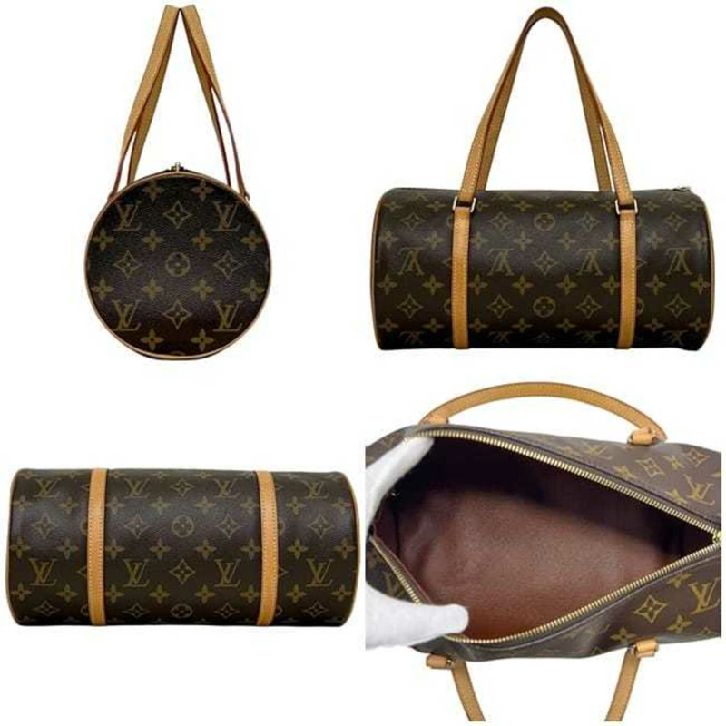Louis Vuitton Papillon 30 手提包，F-25313，棕色，Monogram M51385，帆布，天然皮革 MB1025，LOUIS VUITTON 迷你波士頓包，圓柱形，女士。-2