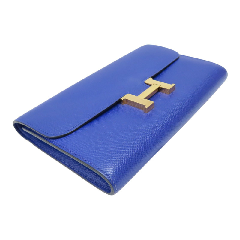 藍色 Epsom牛皮 Constance 長夾 A刻 金釦【HERMES 愛馬仕】-2