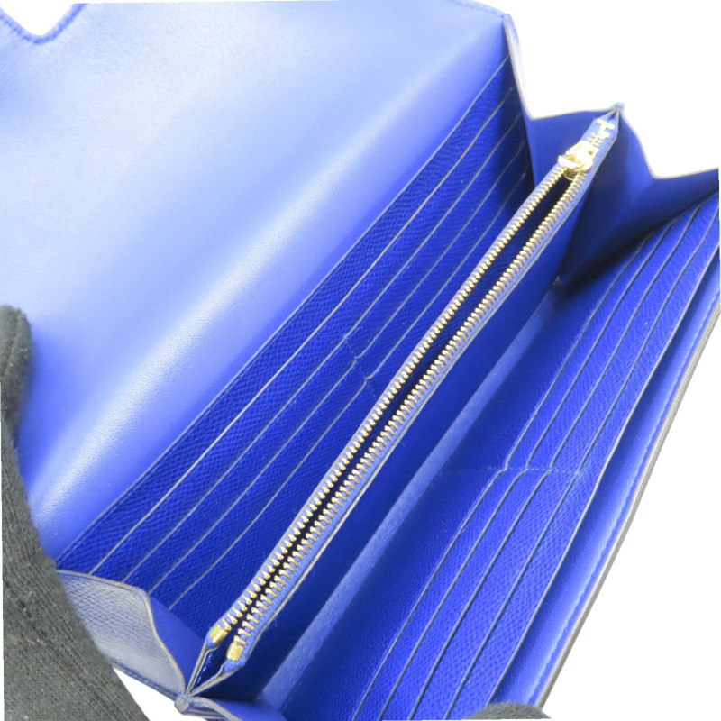 藍色 Epsom牛皮 Constance 長夾 A刻 金釦【HERMES 愛馬仕】-4