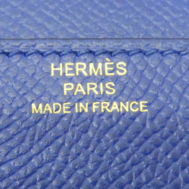 藍色 Epsom牛皮 Constance 長夾 A刻 金釦【HERMES 愛馬仕】-8