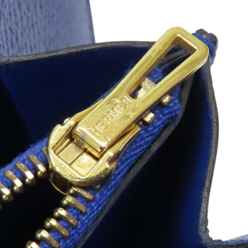 藍色 Epsom牛皮 Constance 長夾 A刻 金釦【HERMES 愛馬仕】-10