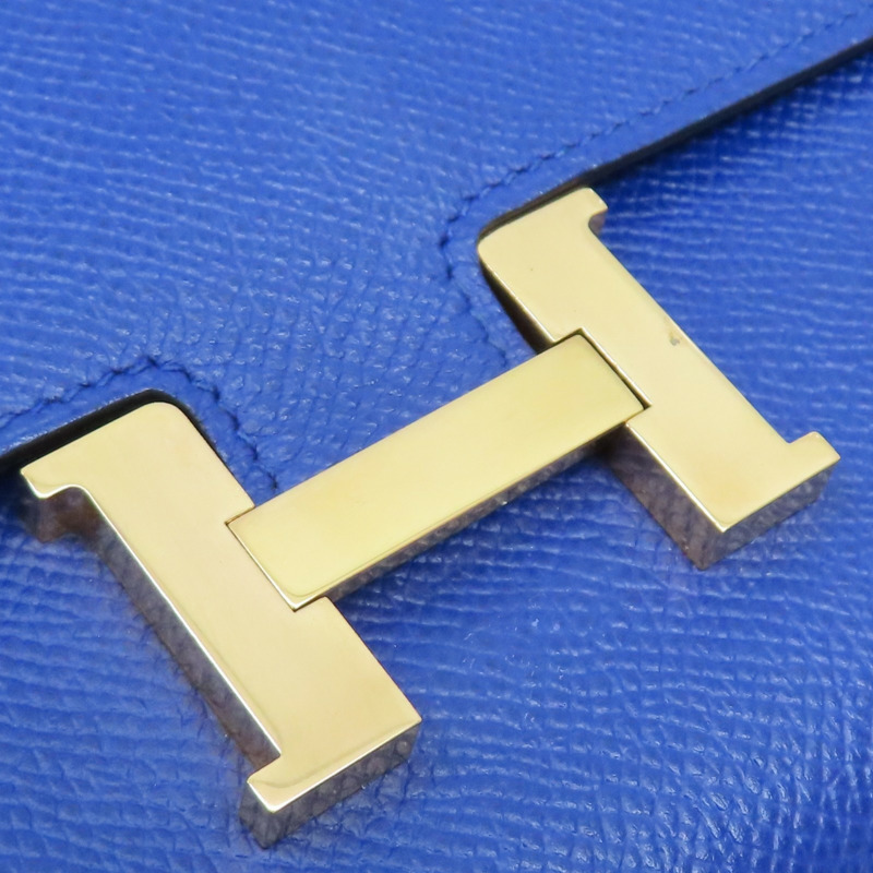 藍色 Epsom牛皮 Constance 長夾 A刻 金釦【HERMES 愛馬仕】-11