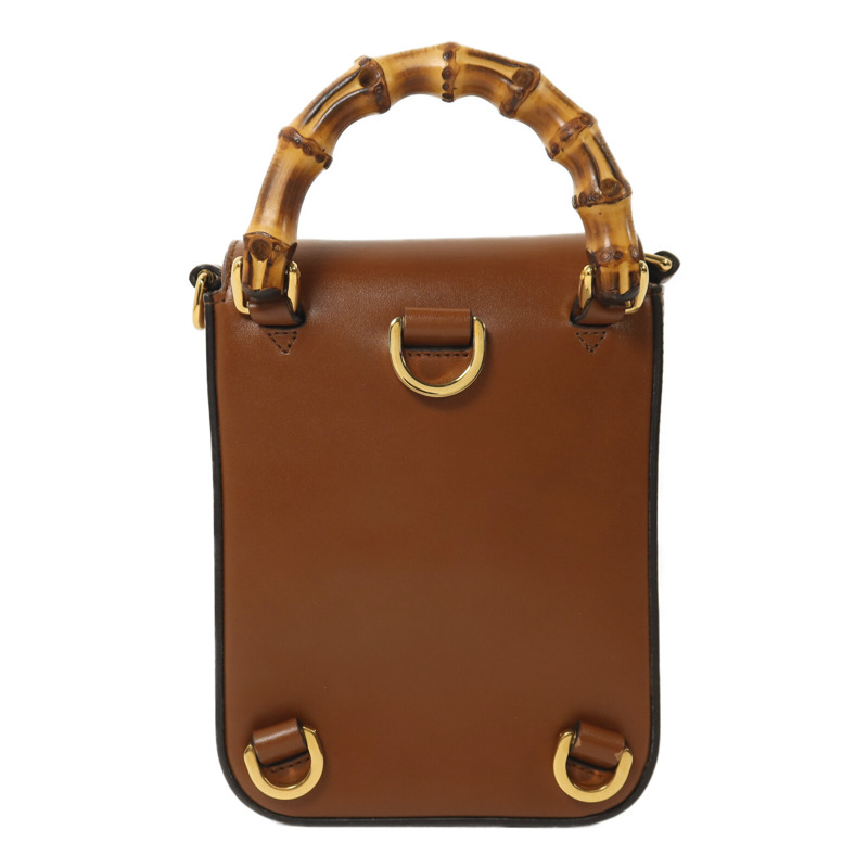 GUCCI 牛皮皮革Bamboo Mini金扣手挽肩背兩用袋-1