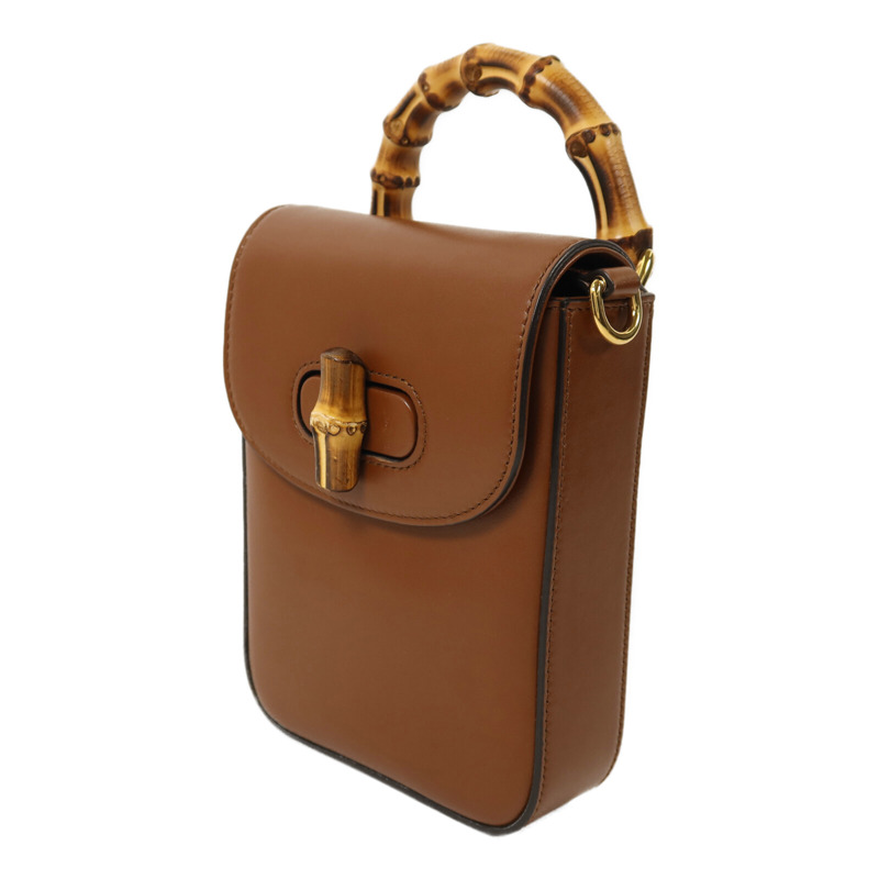 GUCCI 牛皮皮革Bamboo Mini金扣手挽肩背兩用袋-2