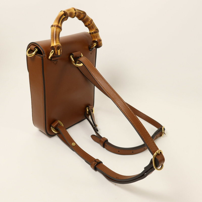 GUCCI 牛皮皮革Bamboo Mini金扣手挽肩背兩用袋-9
