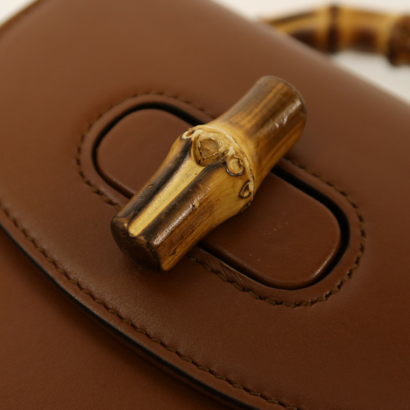 GUCCI 牛皮皮革Bamboo Mini金扣手挽肩背兩用袋-12