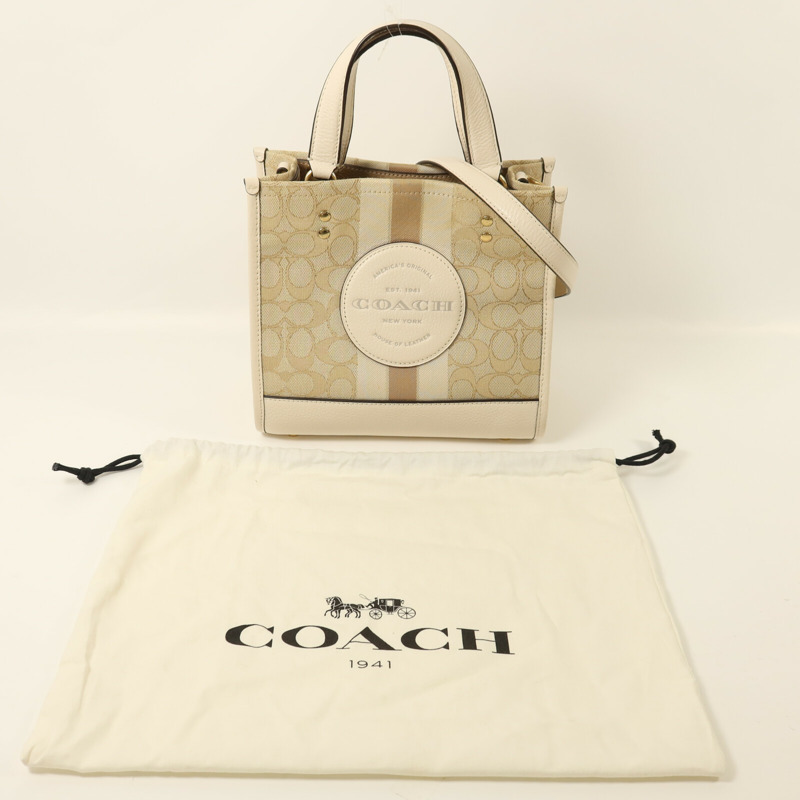 COACH 帆布/牛皮皮革2 Way Shoulder金扣手挽肩背兩用袋-10