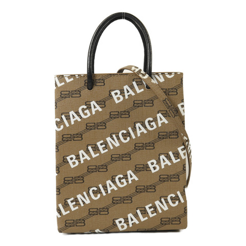 BALENCIAGA 塗層帆布/牛皮皮革2 way Shoulder金扣手挽肩背兩用袋