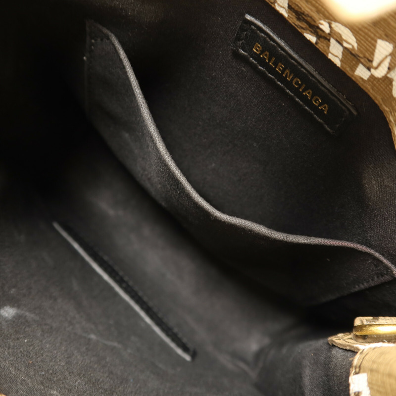 BALENCIAGA 塗層帆布/牛皮皮革2 way Shoulder金扣手挽肩背兩用袋-4