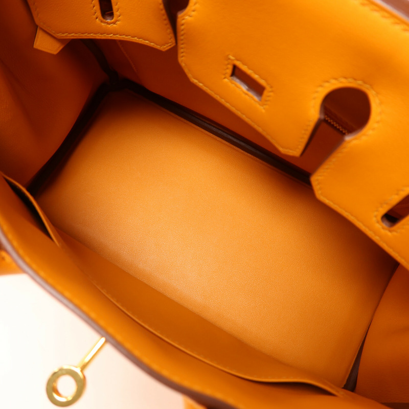 HERMES Swift皮革Birkin 25金扣手挽袋Apricot-4