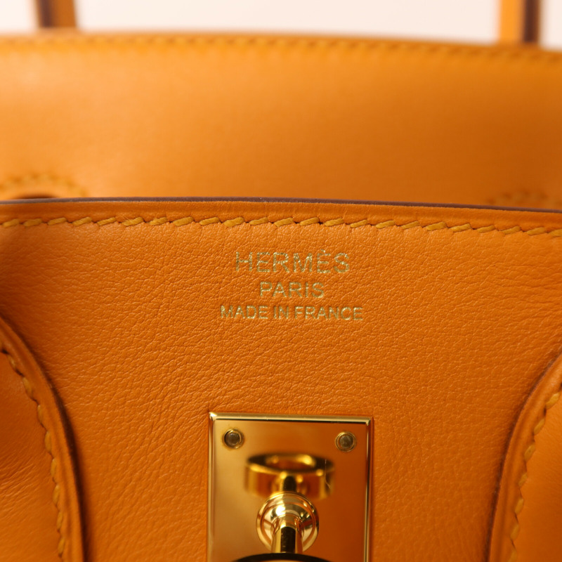 HERMES Swift皮革Birkin 25金扣手挽袋Apricot-5