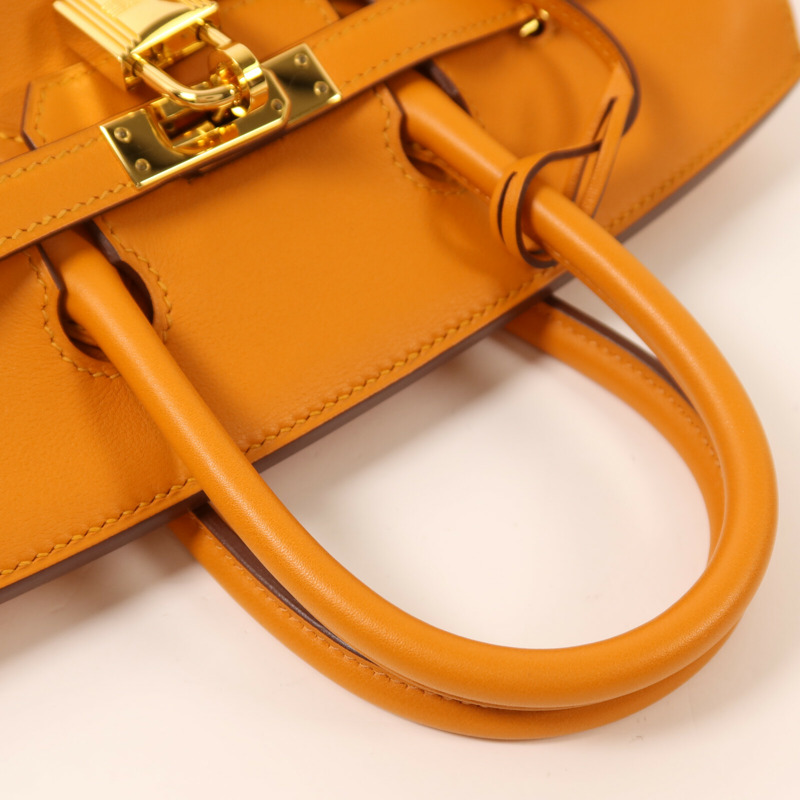HERMES Swift皮革Birkin 25金扣手挽袋Apricot-7