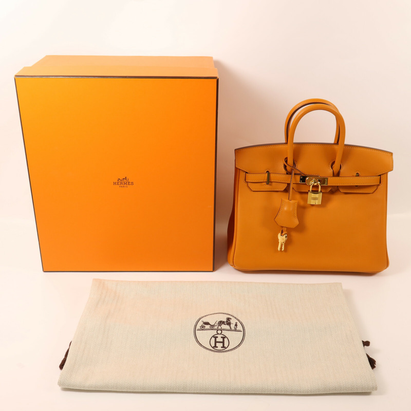 HERMES Swift皮革Birkin 25金扣手挽袋Apricot-8