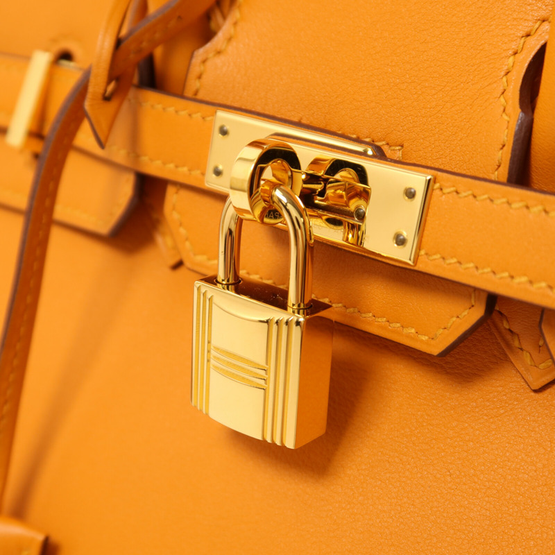 HERMES Swift皮革Birkin 25金扣手挽袋Apricot-9