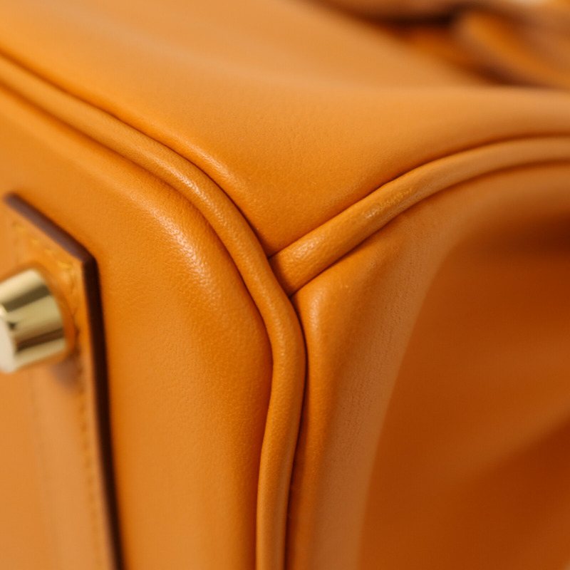 HERMES Swift皮革Birkin 25金扣手挽袋Apricot-11