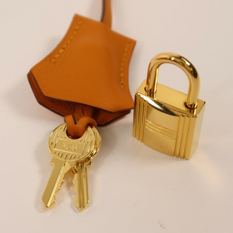 HERMES Swift皮革Birkin 25金扣手挽袋Apricot-14