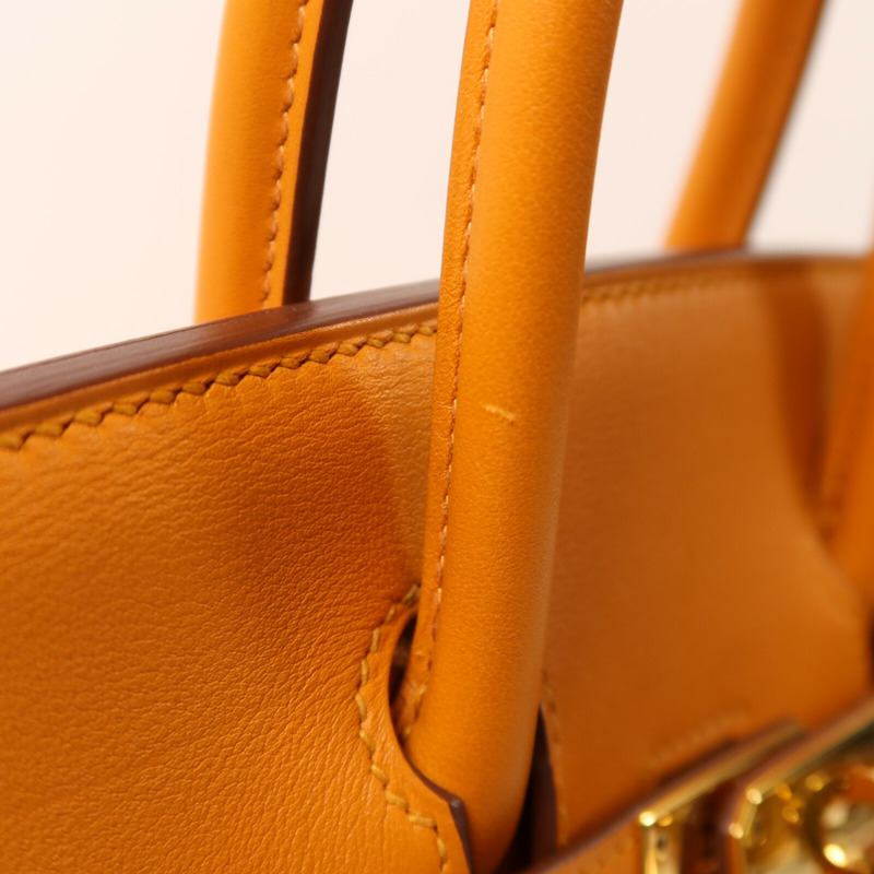 HERMES Swift皮革Birkin 25金扣手挽袋Apricot-15