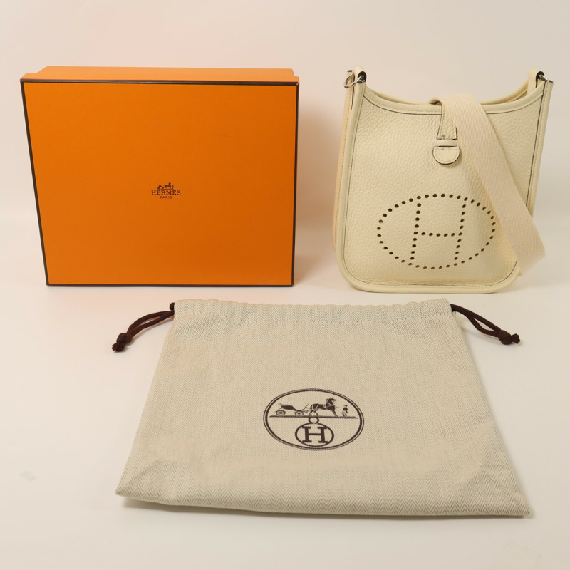 HERMES Clemence皮革Evelyne TPM銀扣肩背袋Nata-8