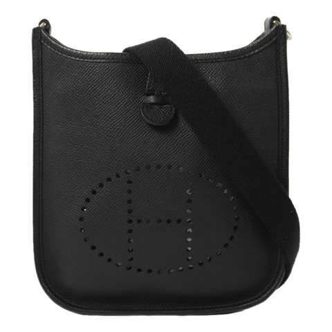 HERMES Epsom皮革Evelyne TPM銀扣肩背袋Noir