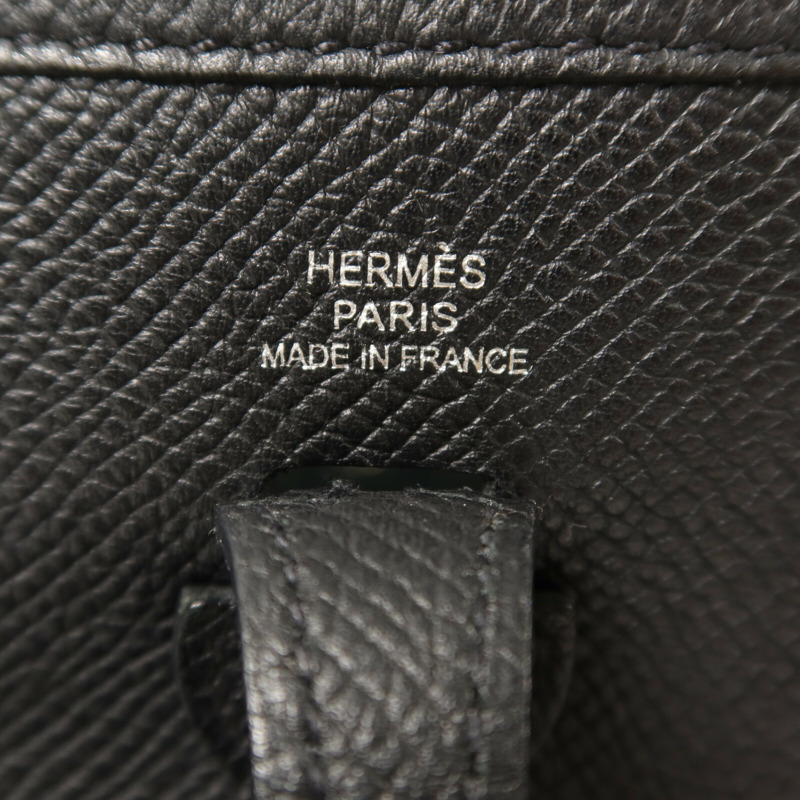 HERMES Epsom皮革Evelyne TPM銀扣肩背袋Noir-5