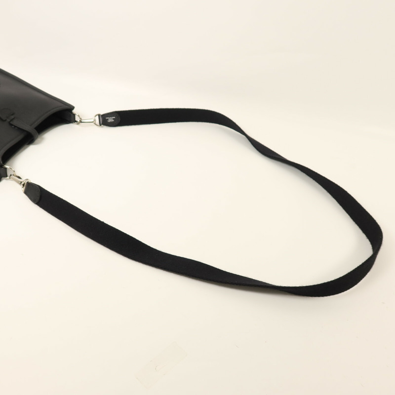 HERMES Epsom皮革Evelyne TPM銀扣肩背袋Noir-7