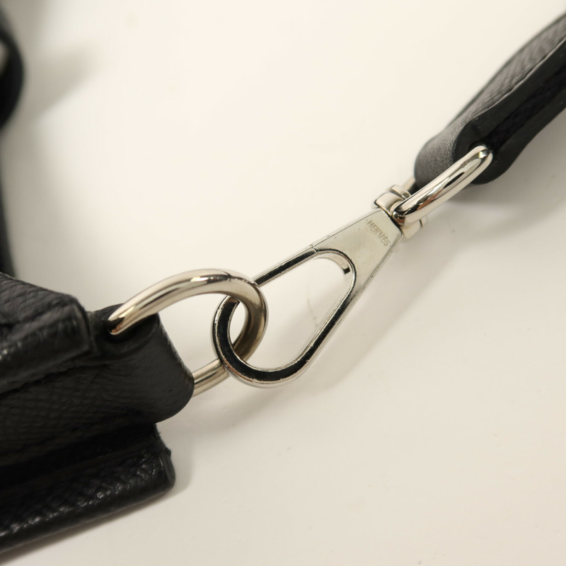 HERMES Epsom皮革Evelyne TPM銀扣肩背袋Noir-9