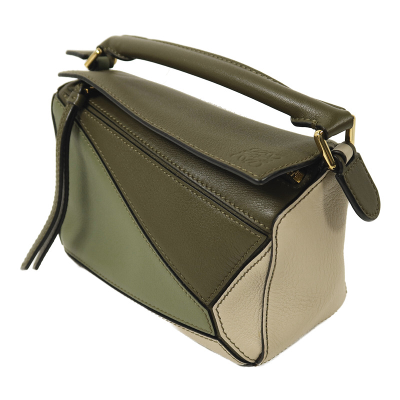 LOEWE 牛皮皮革Mini Puzzle金扣手挽肩背兩用袋-2