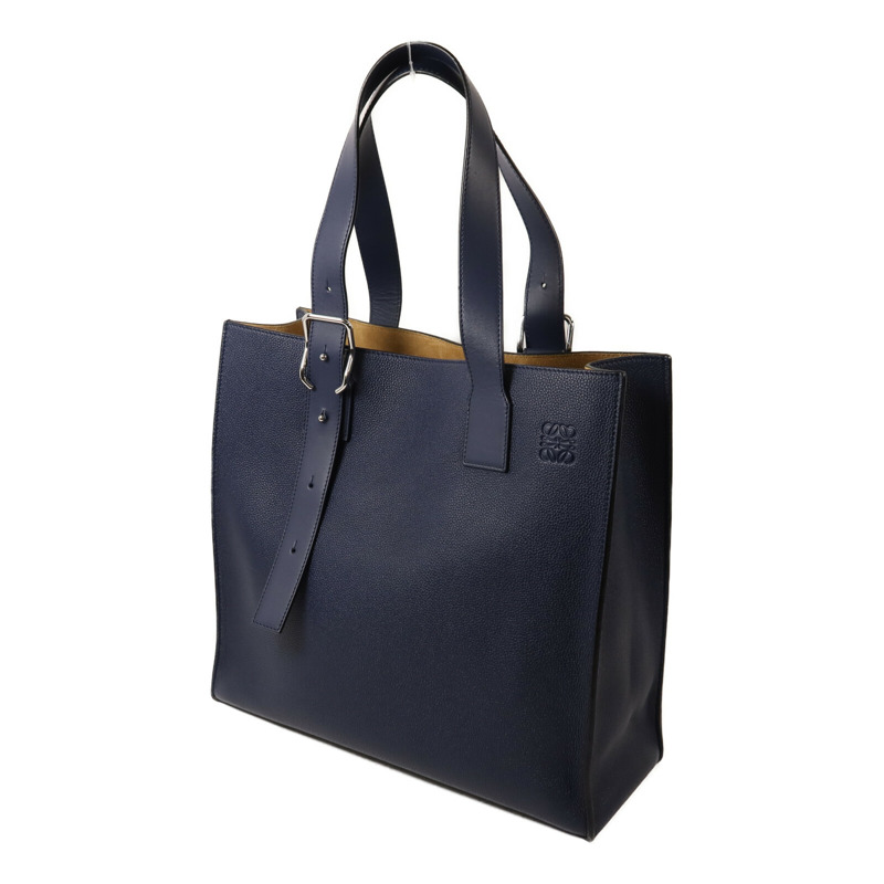 LOEWE 牛皮皮革Buckle Horizontal Tote銀扣手挽袋-2