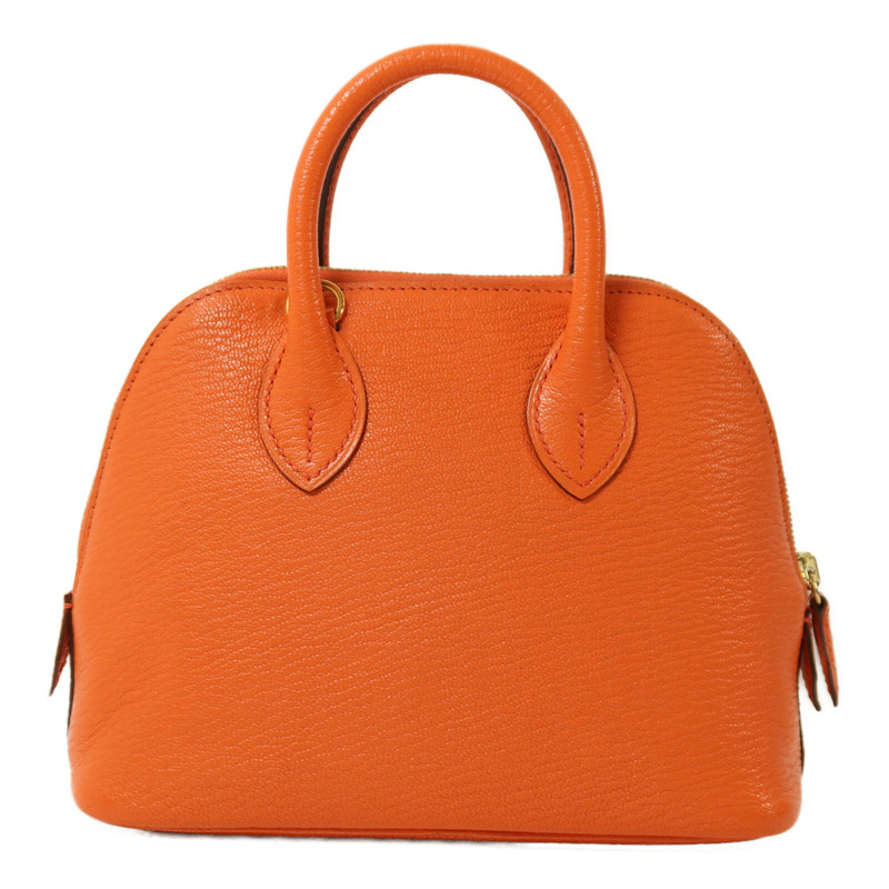 HERMES Chevre皮革Mini Bolide金扣手挽肩背兩用袋Orange Poppy-1