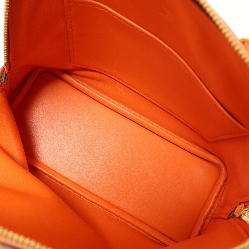 HERMES Chevre皮革Mini Bolide金扣手挽肩背兩用袋Orange Poppy-4
