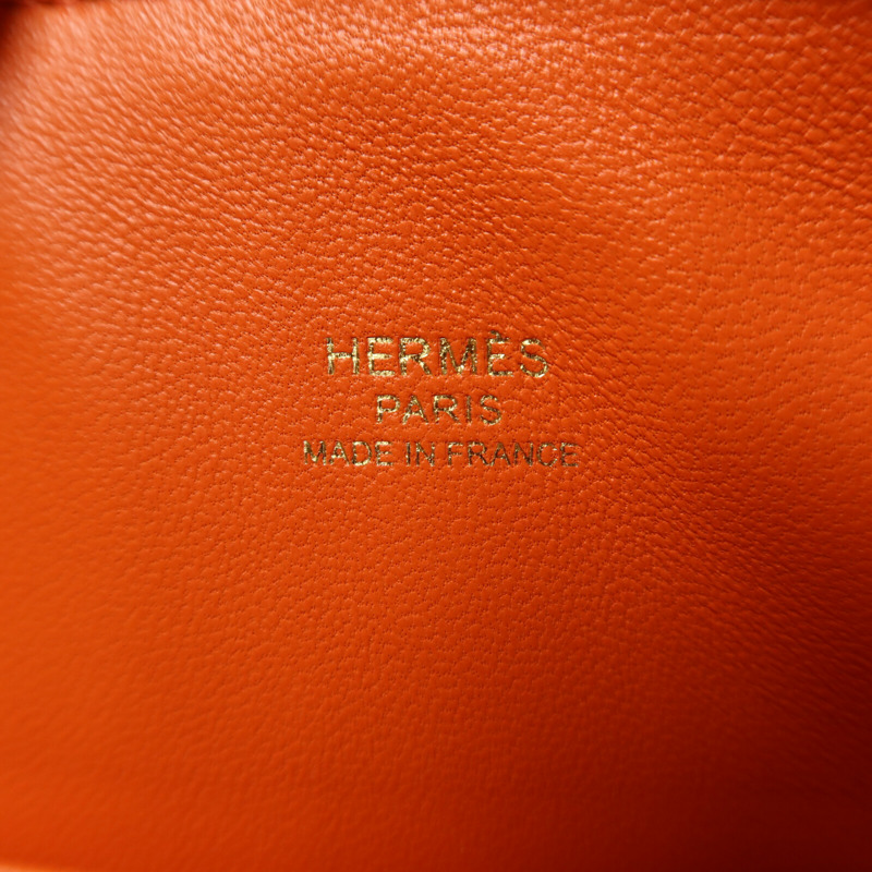 HERMES Chevre皮革Mini Bolide金扣手挽肩背兩用袋Orange Poppy-5