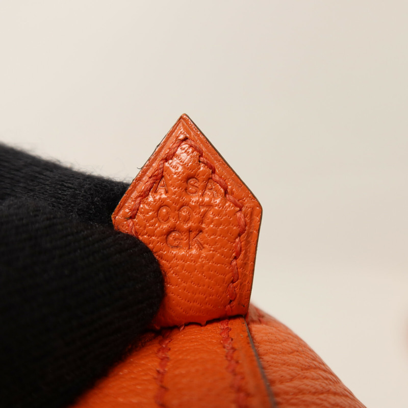 HERMES Chevre皮革Mini Bolide金扣手挽肩背兩用袋Orange Poppy-6