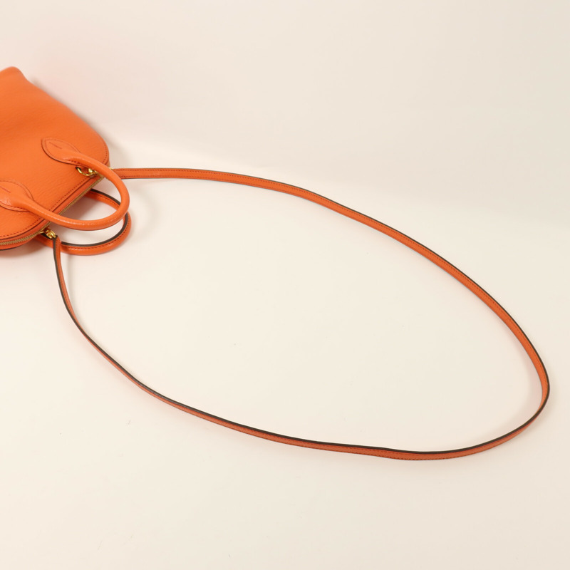 HERMES Chevre皮革Mini Bolide金扣手挽肩背兩用袋Orange Poppy-7