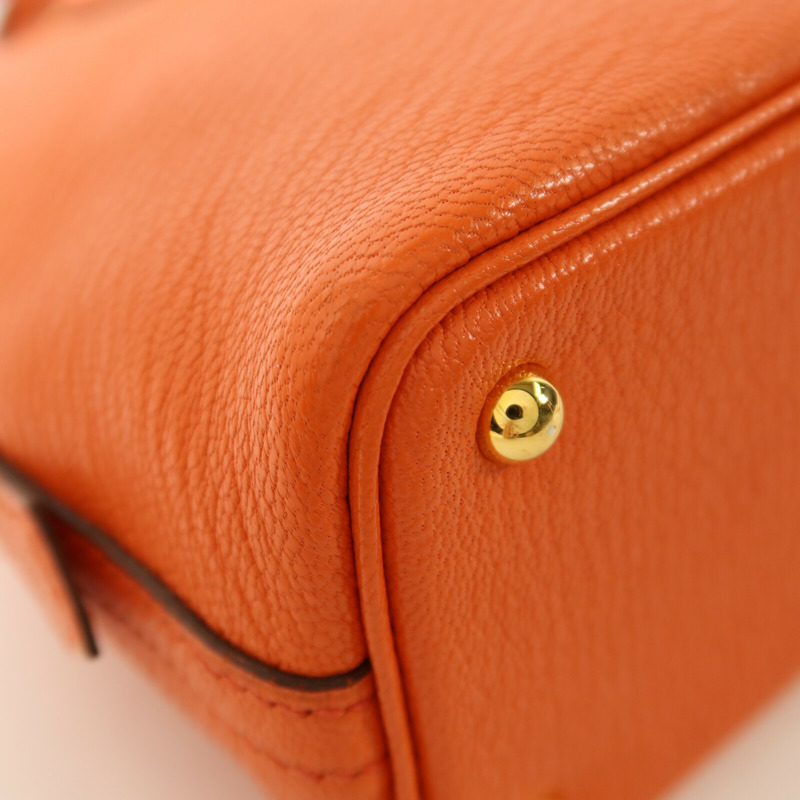 HERMES Chevre皮革Mini Bolide金扣手挽肩背兩用袋Orange Poppy-12