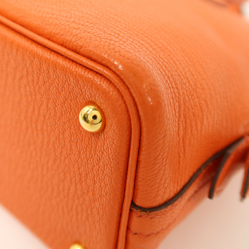 HERMES Chevre皮革Mini Bolide金扣手挽肩背兩用袋Orange Poppy-13