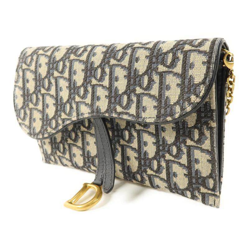 Dior 帆布Small Saddle Pouch with Chain金扣鏈帶肩背袋-2
