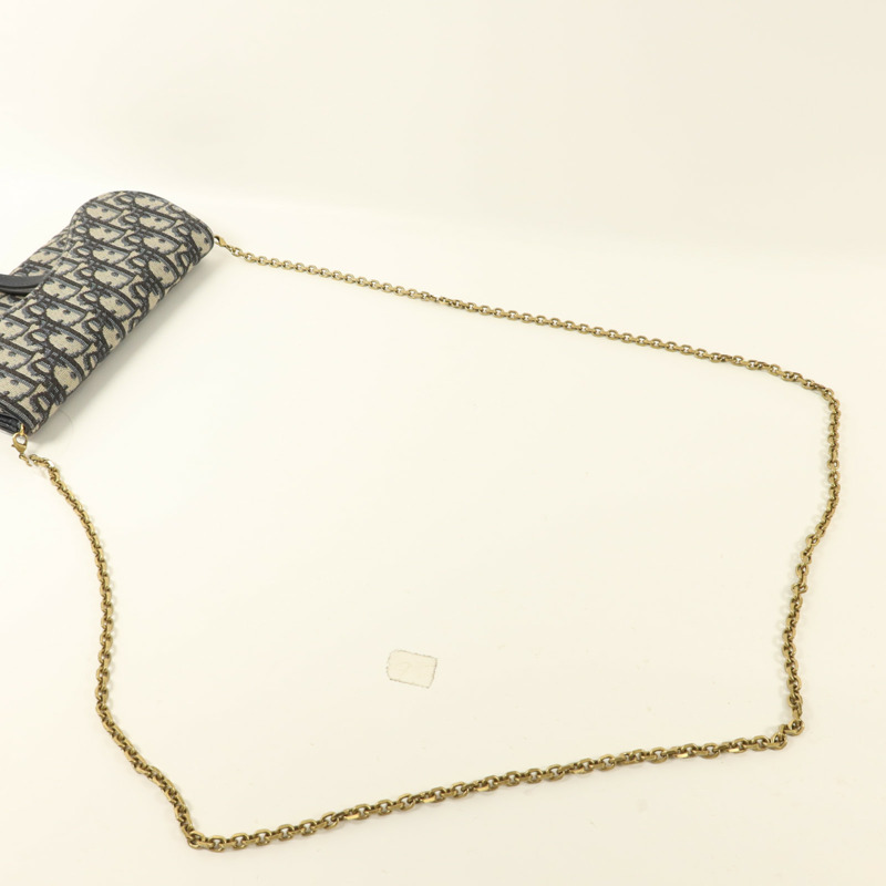 Dior 帆布Small Saddle Pouch with Chain金扣鏈帶肩背袋-8