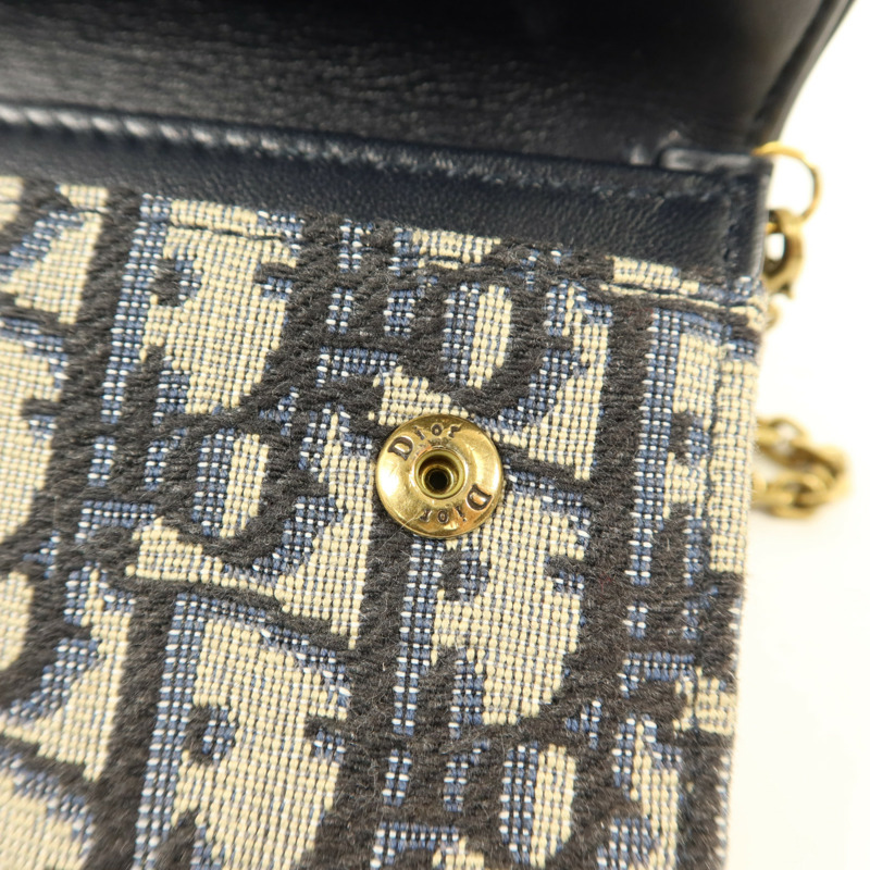 Dior 帆布Small Saddle Pouch with Chain金扣鏈帶肩背袋-9